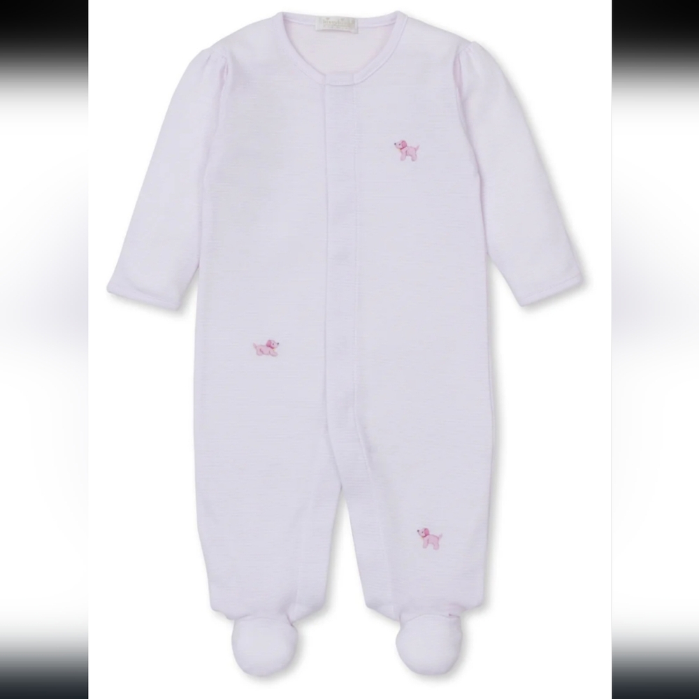 Kissy Kissy Baby White Footed Onesie with Pink Embroidery